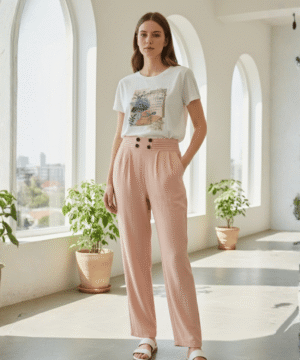Women’s High-Waist Straight Fit Pants – Casual & Office Wear